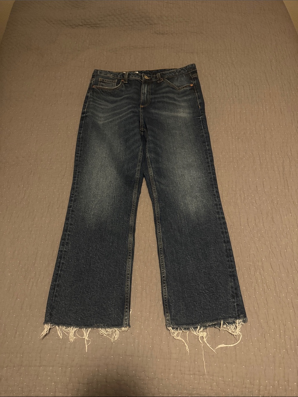 Zara Relaxed Straight Raw Hem Jeans